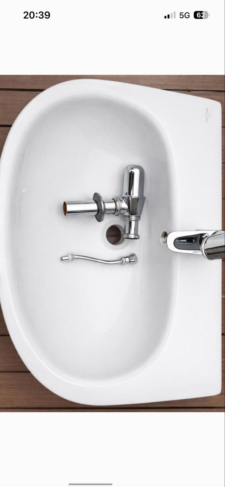 Villeroy & Boch wasbak met kraan en sifon, Ophalen, Nieuw, Chroom, Wastafel