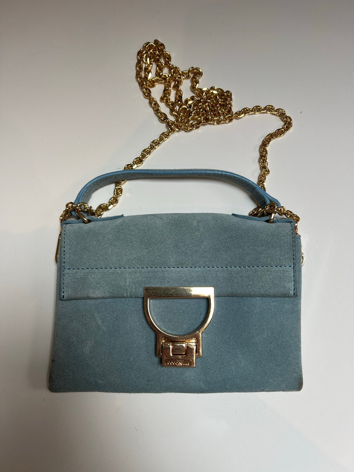 Coccinelle crossbody tasje in suède, Ophalen of Verzenden, Blauw, Schoudertasje