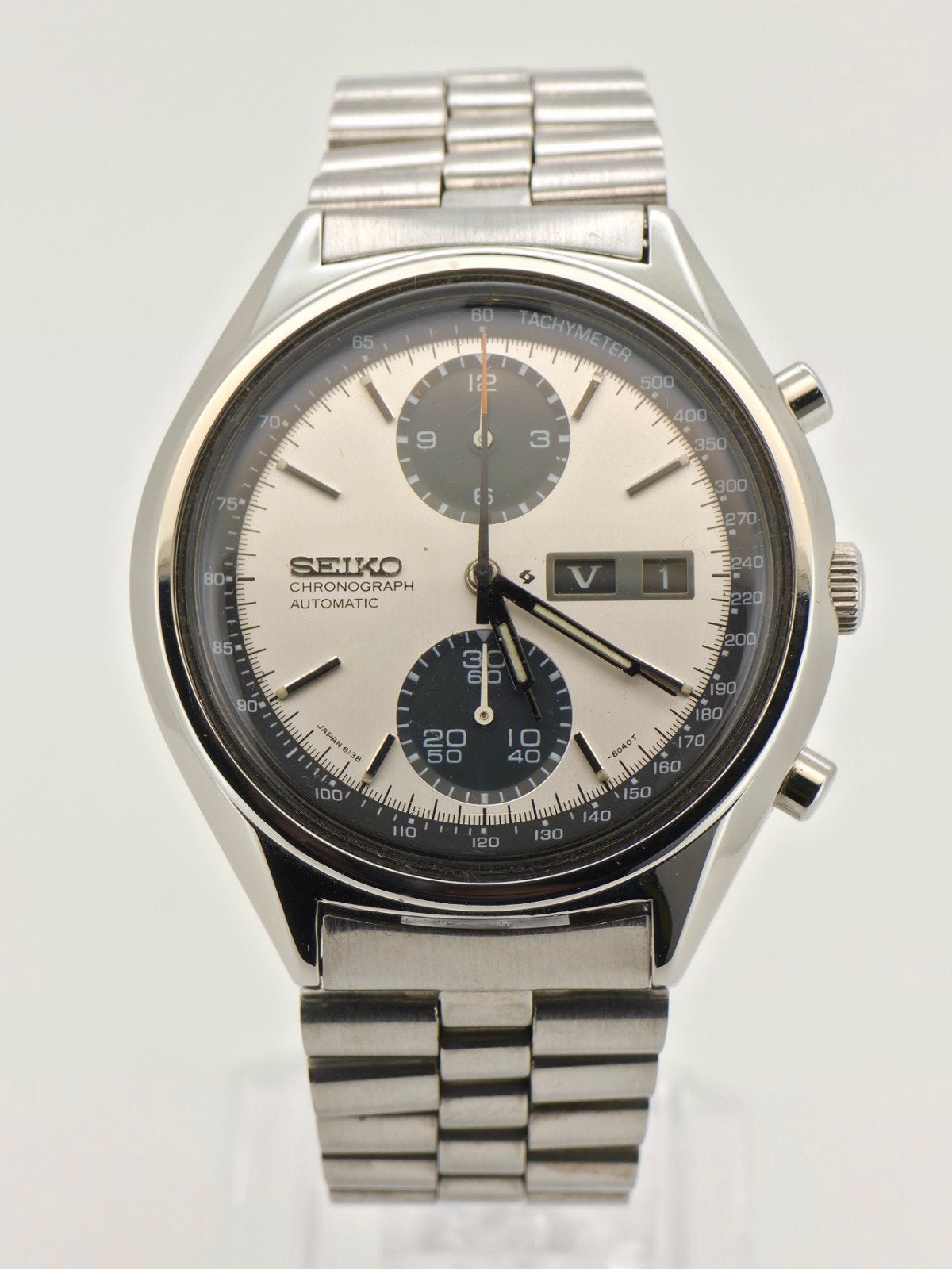 Vintage Seiko Automatic Chronograph Panda 6138-8020 Horloge, Staal, Polshorloge, Ophalen of Verzenden, Zo goed als nieuw