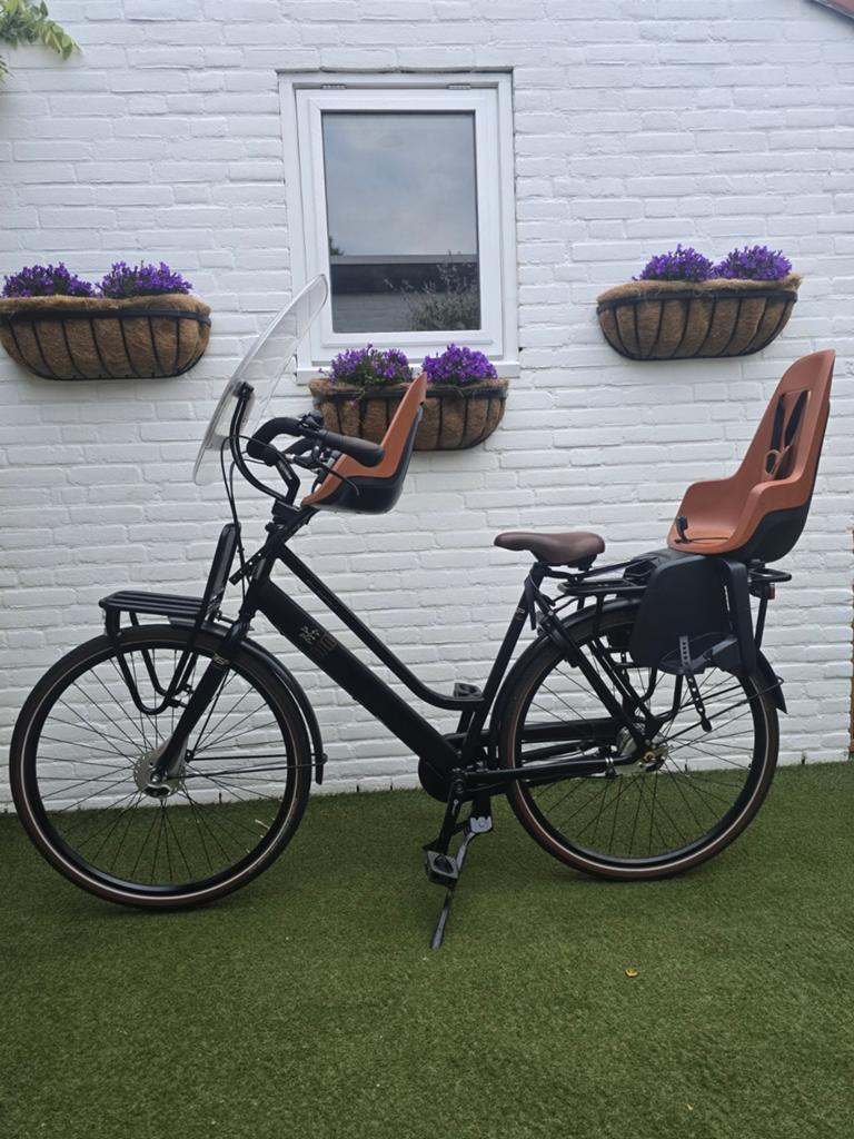 Stevige mooie moederfiets met twee kinderzitjes, Fietsen en Brommers, Fietsen | Dames | Damesfietsen, Overige merken, Velgrem