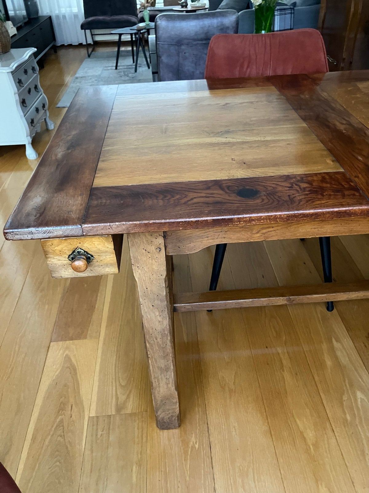 Robuuste vintage eikenhouten eethoek, Antiek en Kunst, Antiek | Meubels | Tafels, Ophalen