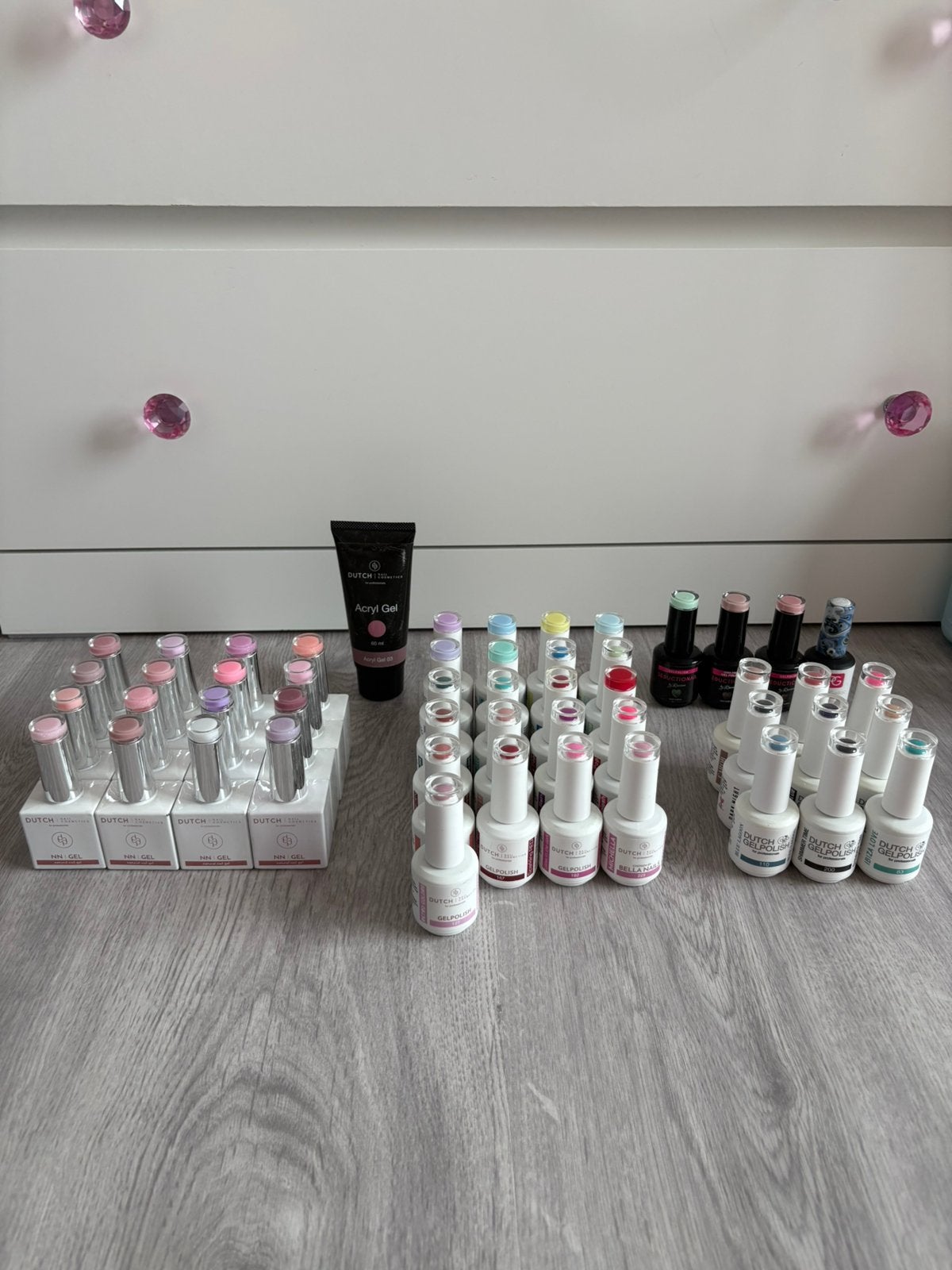 Grote Dutch Nail Cosmetics collectie - NN Gel, Gelpolish, Overige kleuren, Ophalen of Verzenden, Zo goed als nieuw, Handen en Nagels