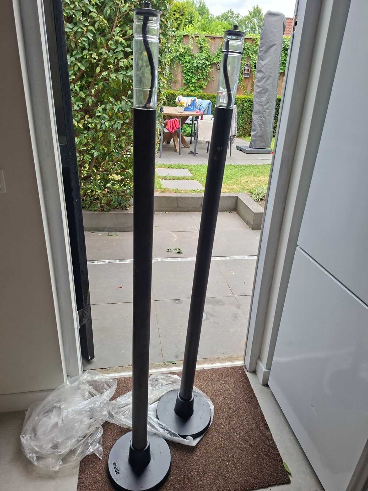 2x Tuinfakkel op voet - Olie fakkel - Terrasverwarming, Tuin en Terras, Ophalen, Zo goed als nieuw