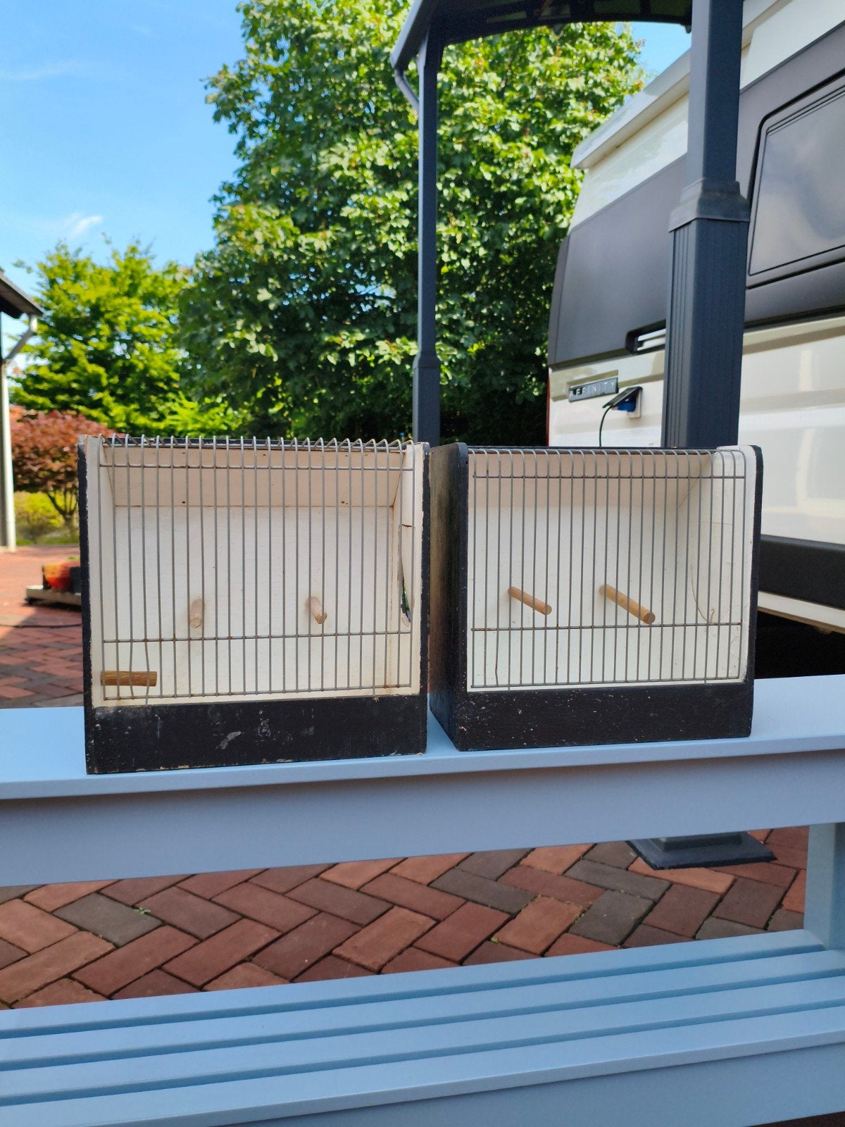 Tentoonstellings vogelkooien, Ophalen, Hout, Vogelkooi