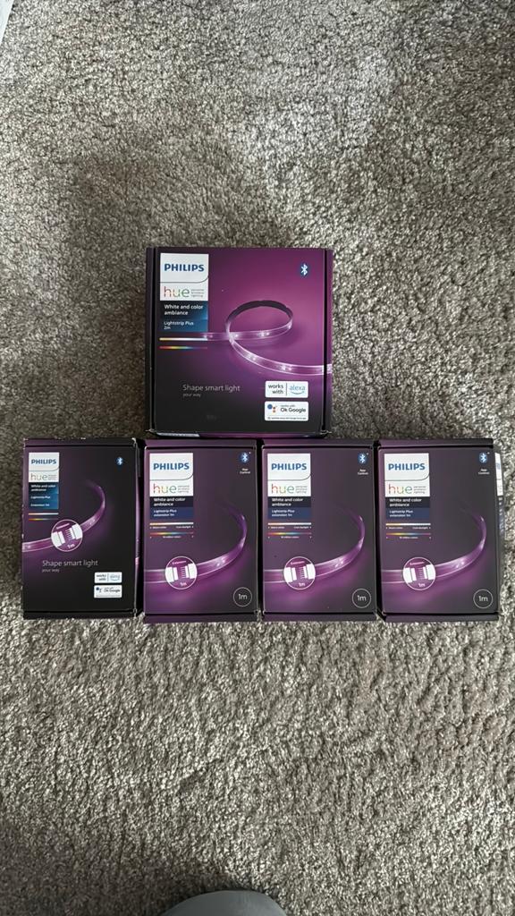 Hue lightstrip plus set incl. 2m ledstrip + 4x 1m koppel, Ophalen of Verzenden, Nieuw