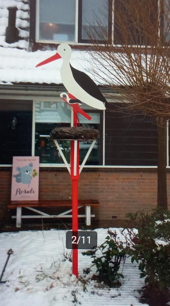 ooievaar tubbergen 0634287570, Kinderen en Baby's, Kraamcadeaus en Geboorteborden, Ophalen, Gebruikt, Geboortebord