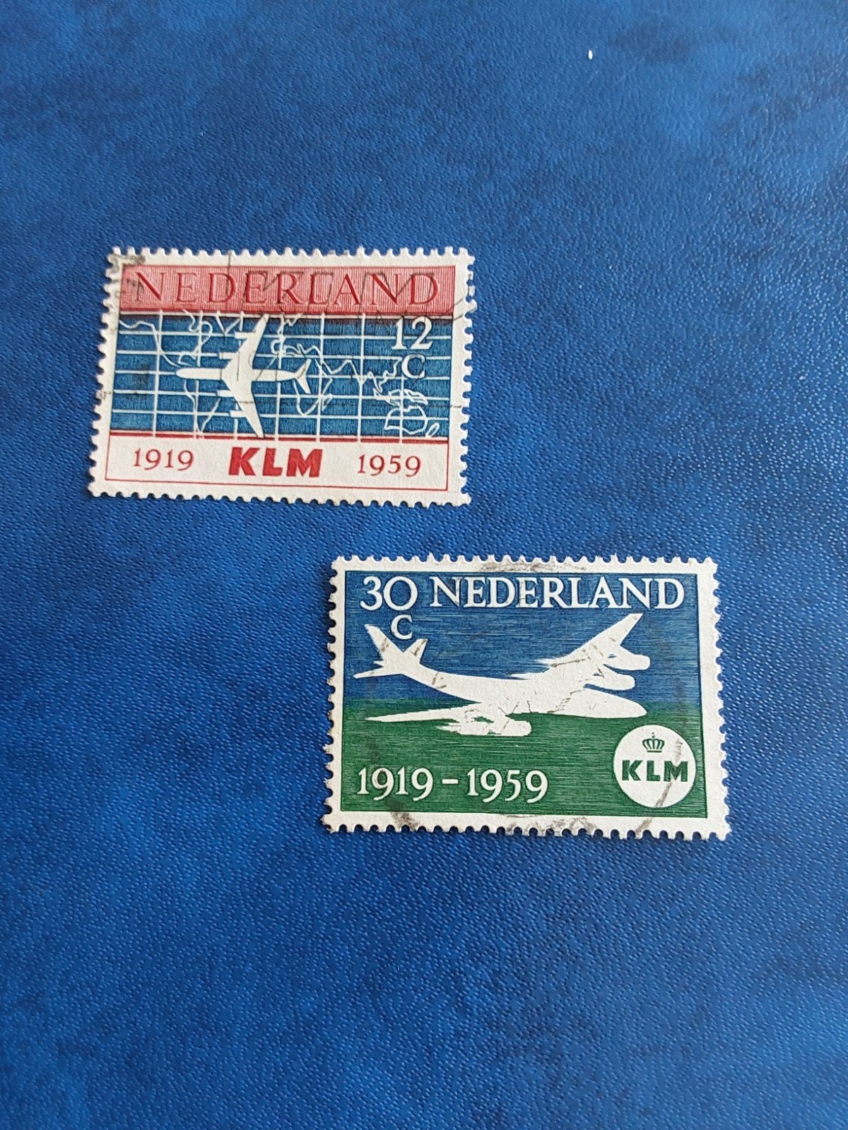 nvph 729-730  40 Jaar KLM 1959 ( gest), Postzegels en Munten, Ophalen of Verzenden