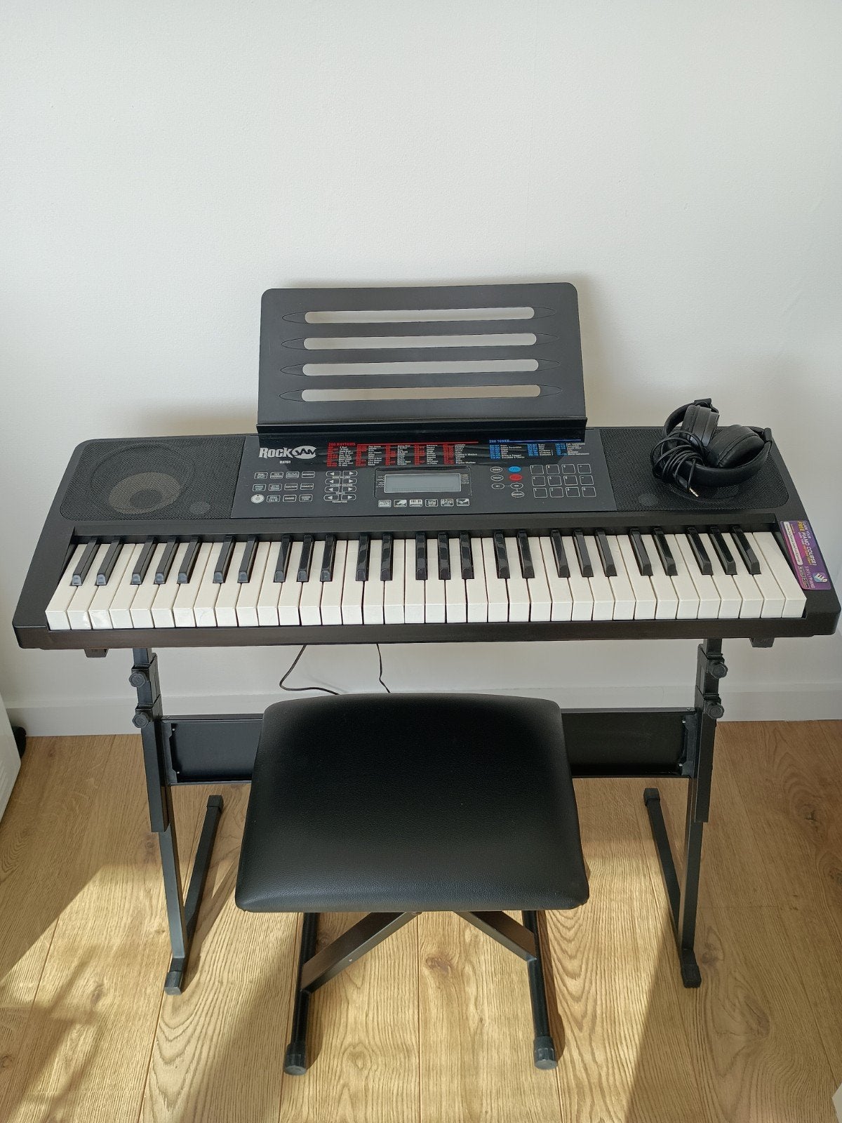 Rockjam RJ761 keyboard met krukje, 61 toetsen, Zo goed als nieuw, Met standaard, Ophalen