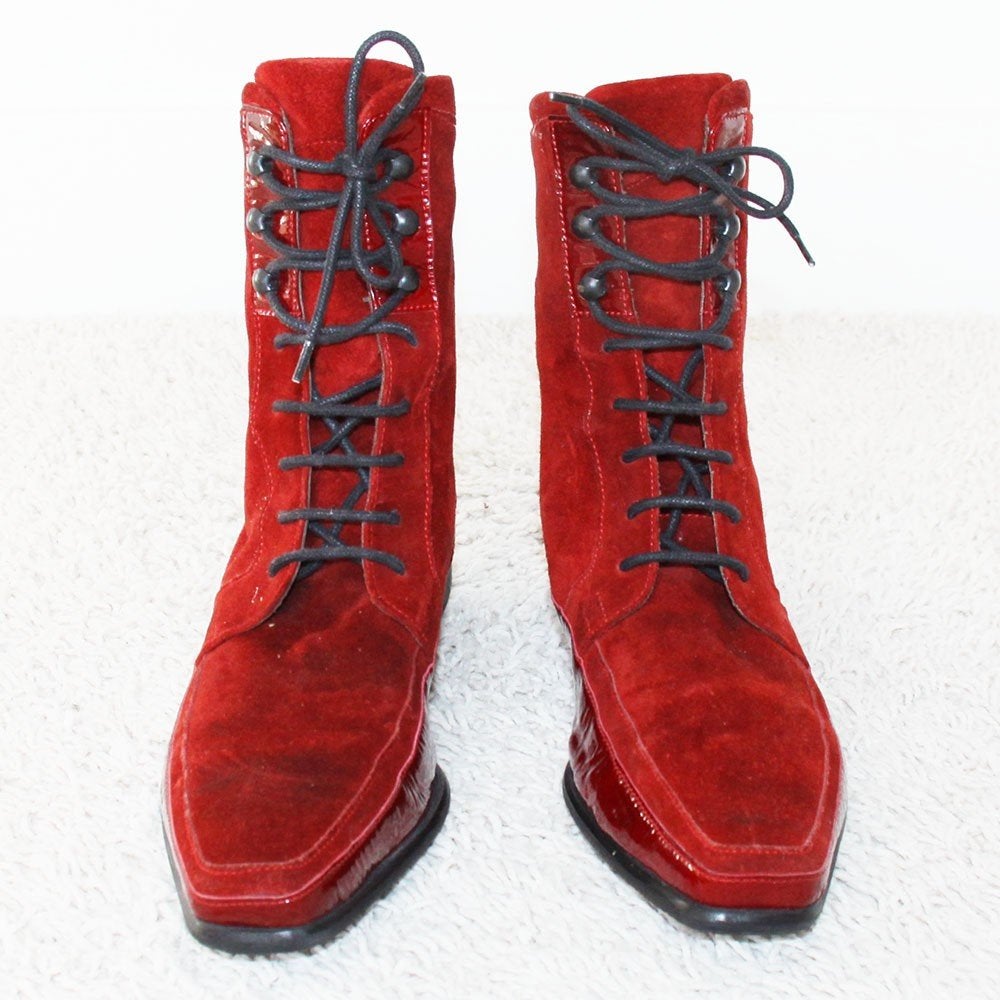 Rode Suede Floris Van Bommel Laarzen s28 (Maat 38) € 95,-, Hoge laarzen, Floris van Bommel, Nieuw, Ophalen of Verzenden