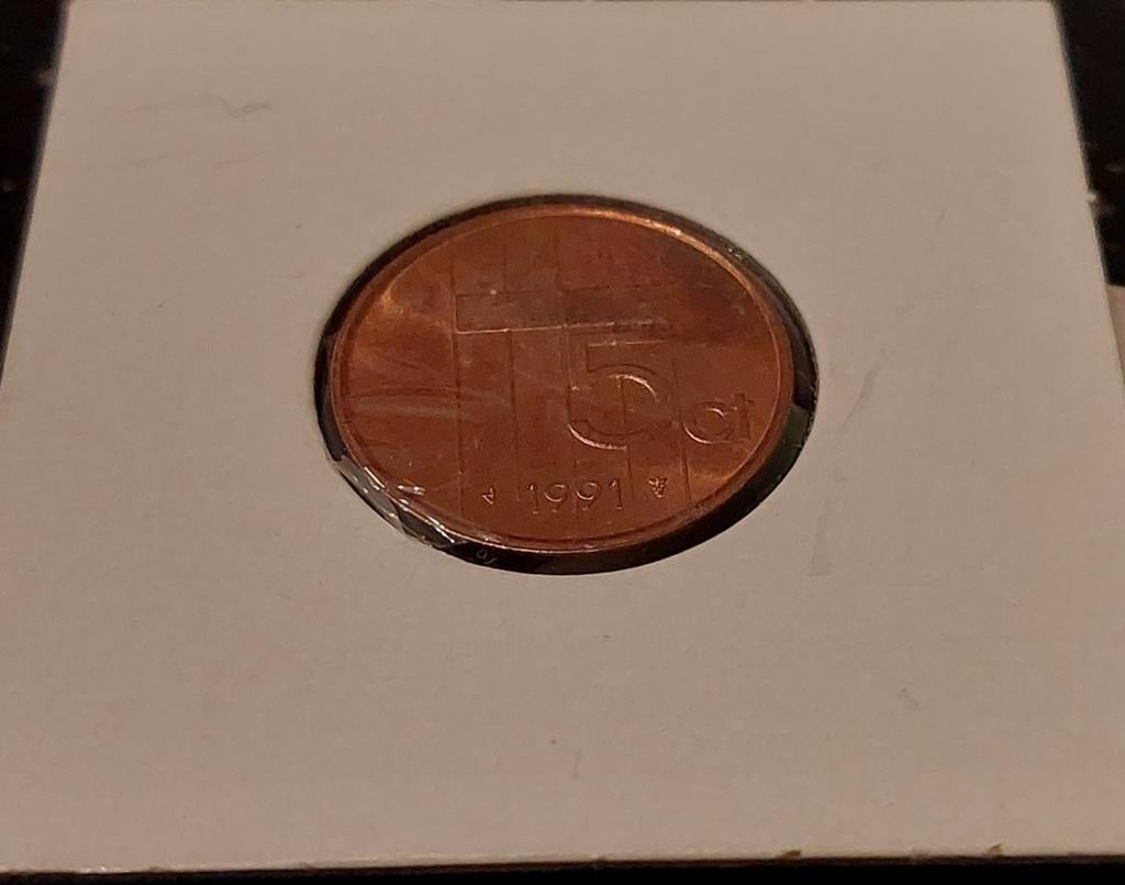 Beatrix stuiver, 5 cent, 1991, Ophalen of Verzenden, Koningin Beatrix, 5 cent, Losse munt