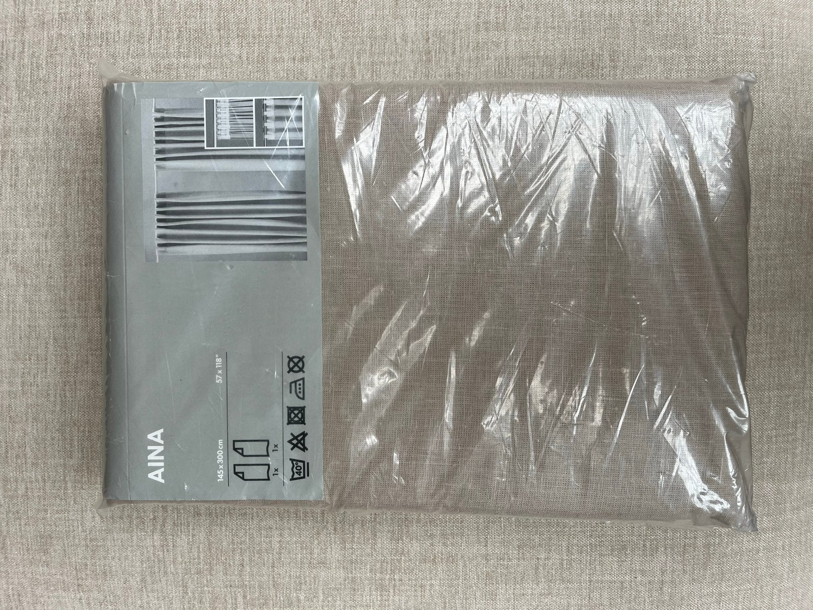 IKEA AINA linnen gordijnen 145x300 cm naturel/beige NIEUW, Ophalen, Overige materialen, Beige, Nieuw