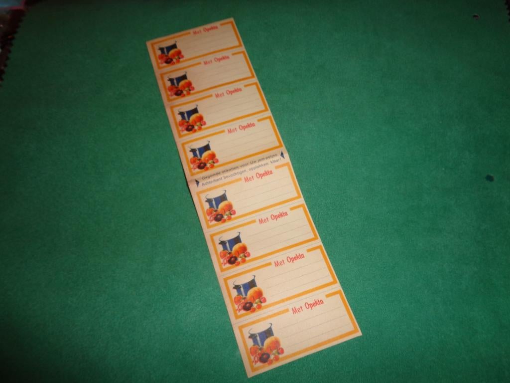 Opekta Otto Anne Frank label set, Verzamelen, Verzenden, Overige soorten, Nederland, Overige typen