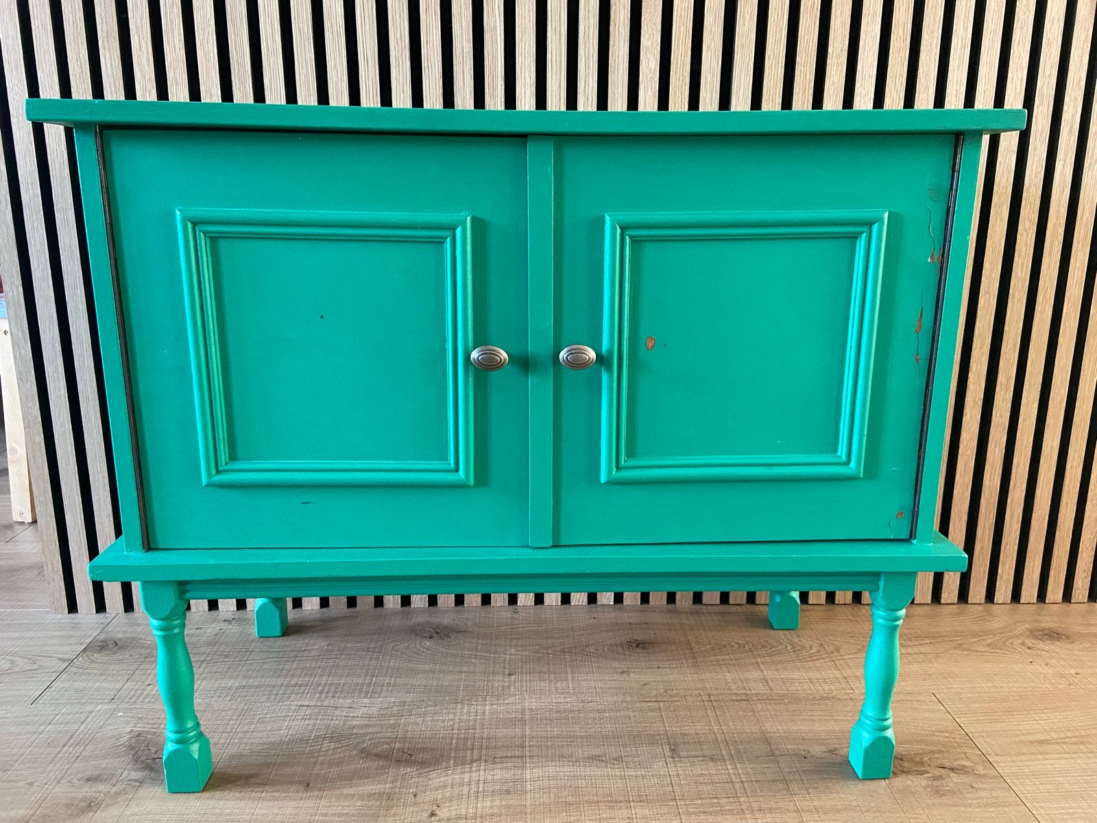 Vintage groen kastje met deuren, Huis en Inrichting, Kasten | Overige, Ophalen, Gebruikt
