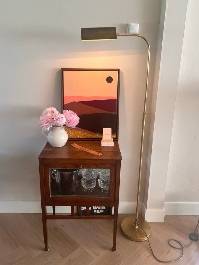 Vintage messing vloerlamp / leeslamp - verstelbaar, Ophalen