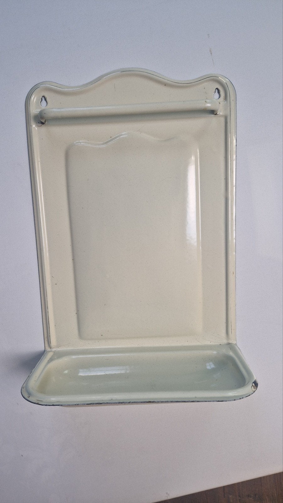 Crèmekleurig emaille lepelrek - Vintage keukenrek, Ophalen of Verzenden