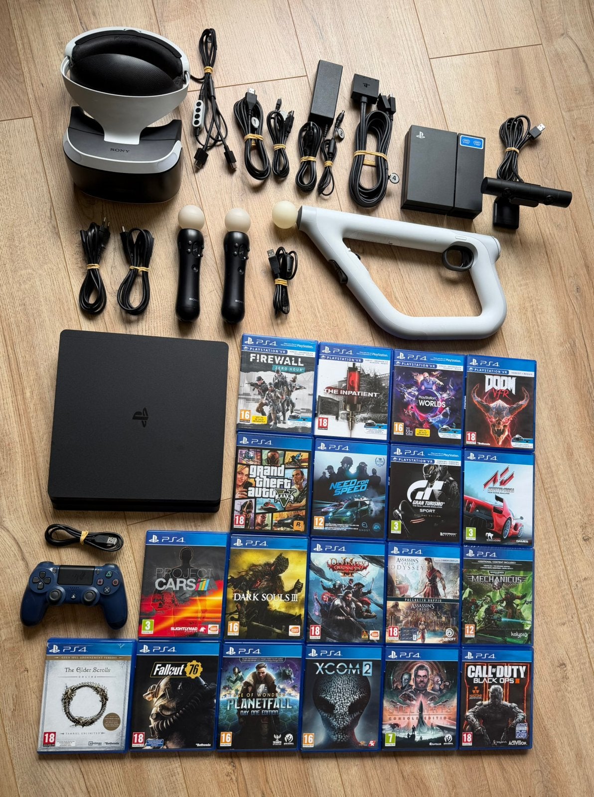 PlayStation 4 1TB pakket + VR bril + 19 games + accessoires!, Ophalen, 1 TB, Met 3 controllers of meer, Slim