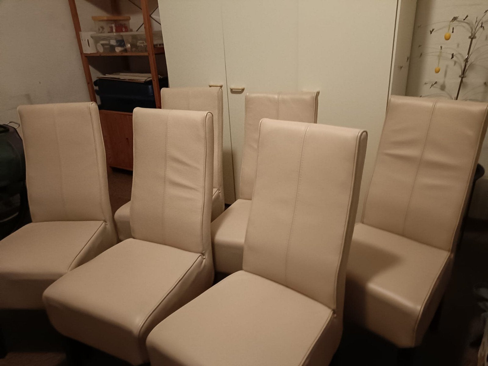 Lederen Eetkamerstoelen - Set van 6, Ophalen, Overige kleuren, Leer, Zo goed als nieuw