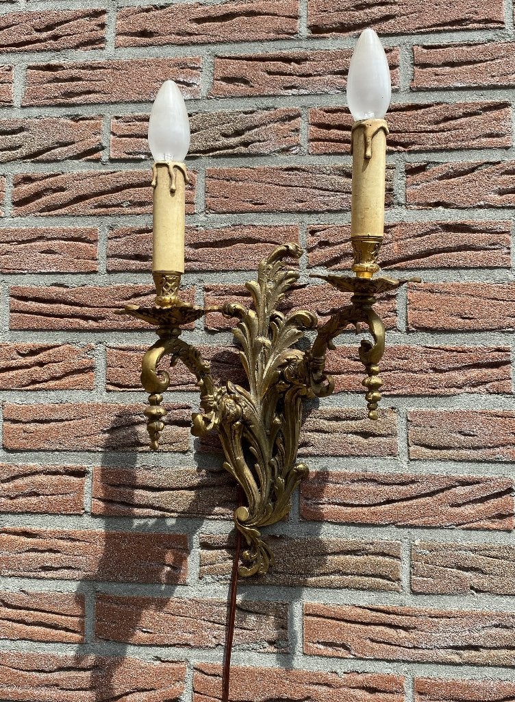Leuke Koperen Wandlamp - brocante landelijk vintage antiek, Ophalen of Verzenden, Gebruikt, Metaal, Brocante landelijk