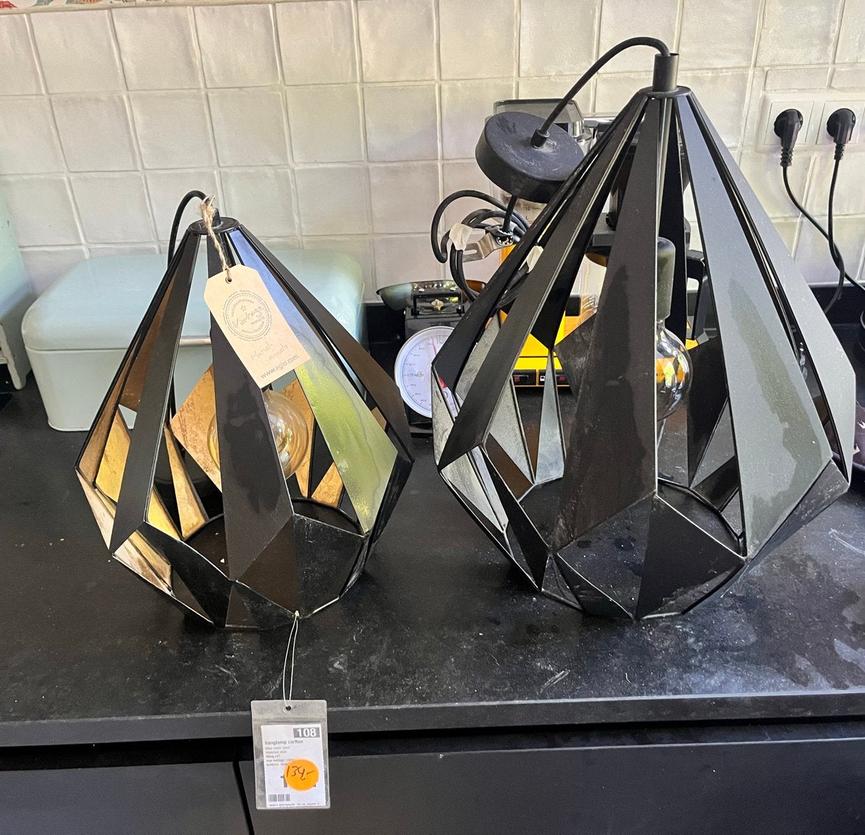 Charlton design hanglampen - set van 2 (nieuw), Huis en Inrichting, Lampen | Hanglampen, Verzenden, Nieuw, Metaal, E27 (groot)