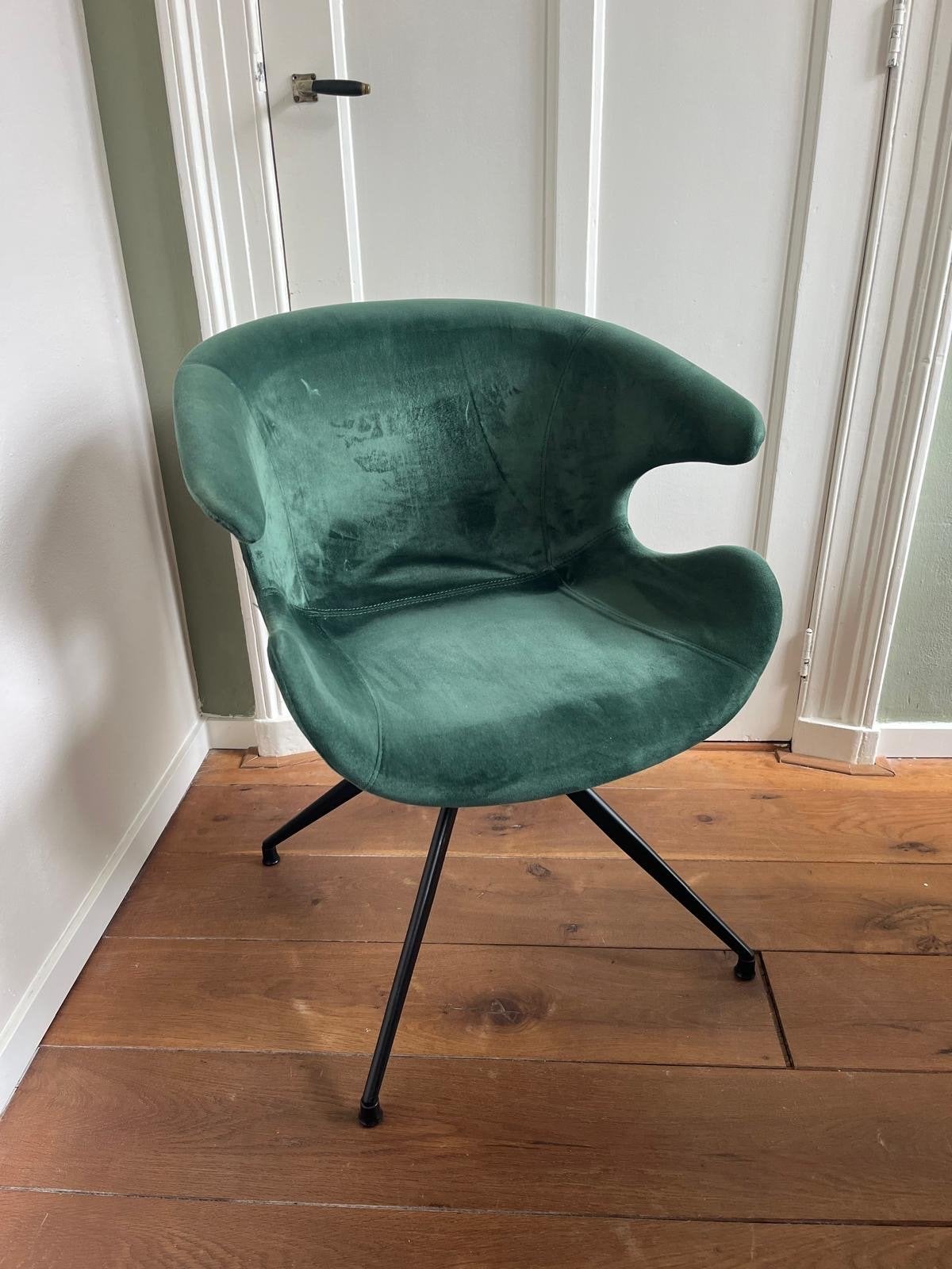 6 Zuiver Mia stoelen - Groen suède met zwarte poten, Ophalen, Overige kleuren, Zo goed als nieuw, Stof