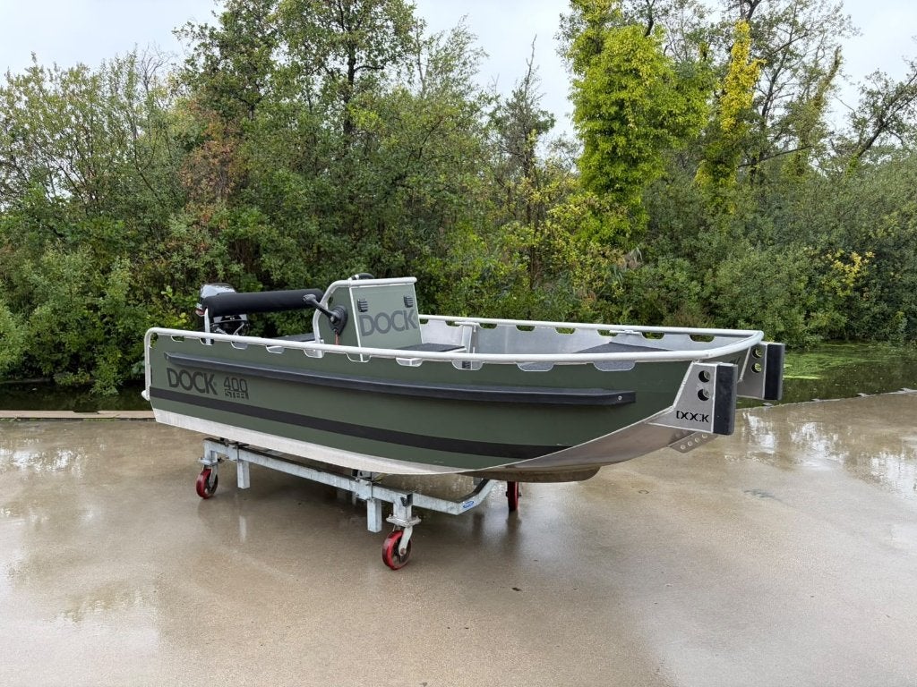 Dock Steel 400 + Mercury 30pk 4-takt uit 2024, Ophalen, 10 tot 30 pk, Gebruikt, 4 m