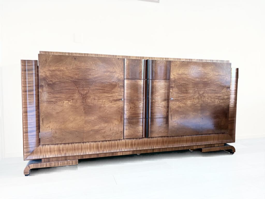 Art Deco Dressoir / Sideboard - Wortelnoten Hout, Ophalen