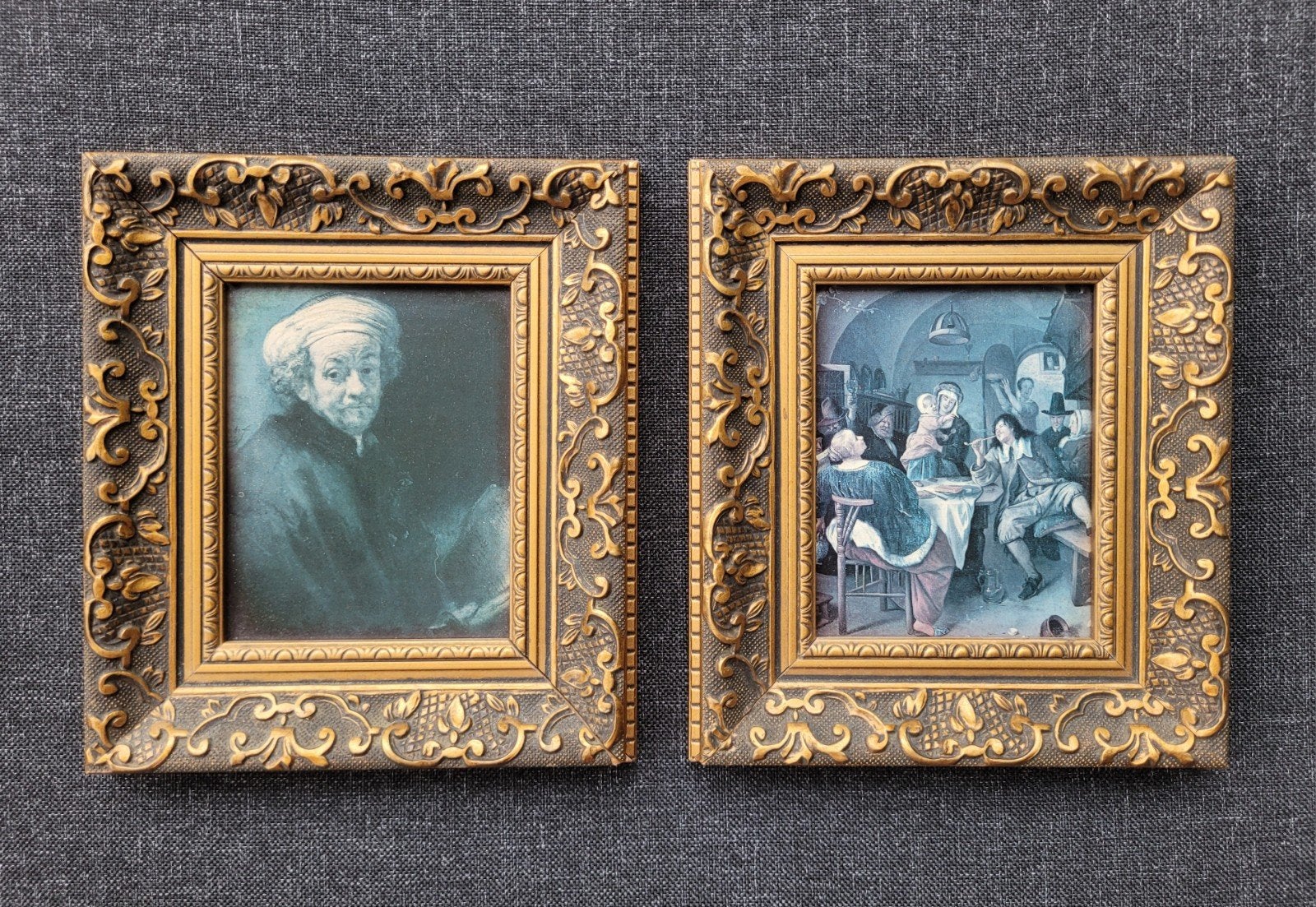 2 Prentjes van oude meesters in puntgave lijstjes, Antiek en Kunst, Portret of Personen, Oud hollands, Overige ondergronden, Ophalen of Verzenden