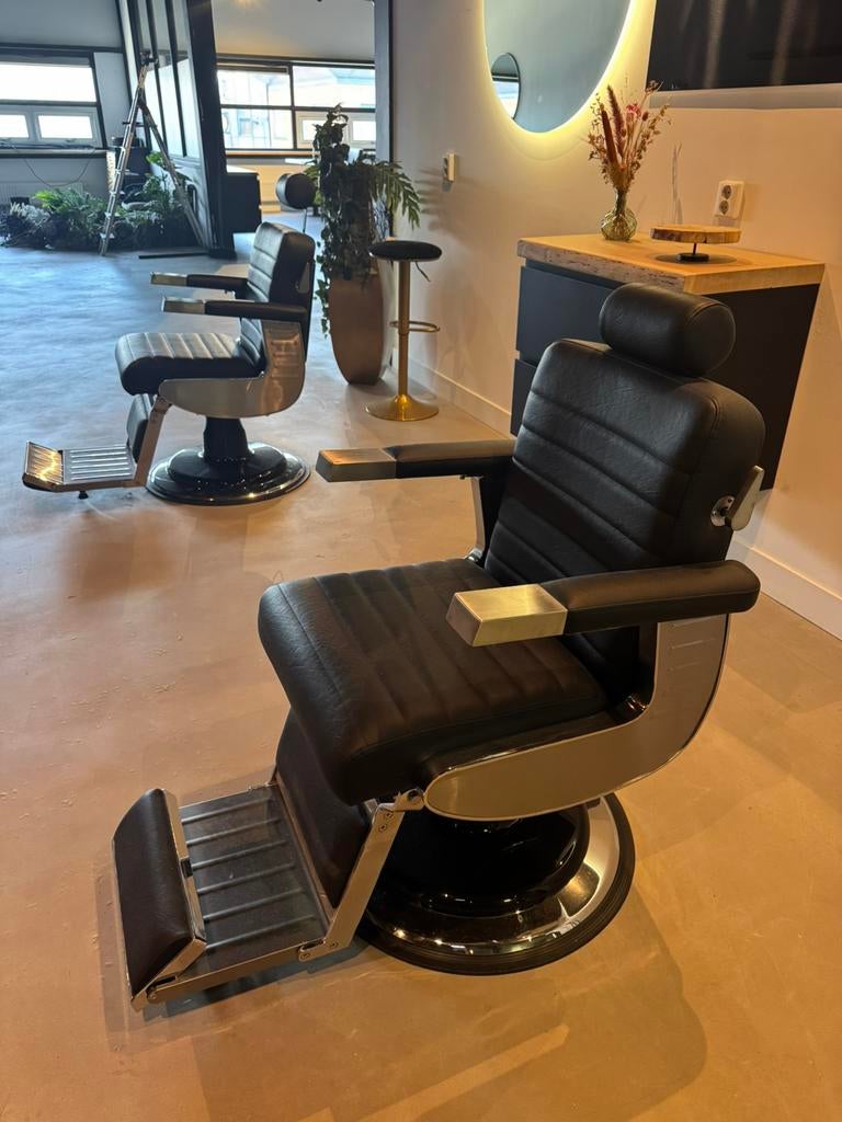 Gharieni Barber chair heros, black upholstery 2 stuks, Ophalen, Zwart, Eén