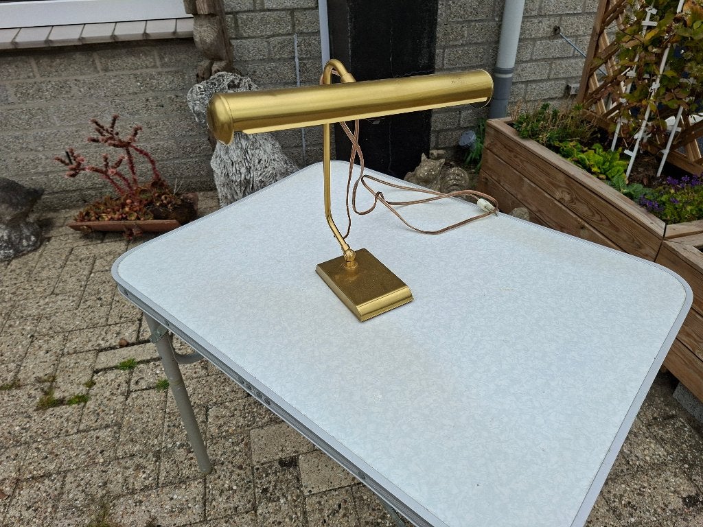 schitterende messing brocante tafellamp bureaulamp, Ophalen of Verzenden