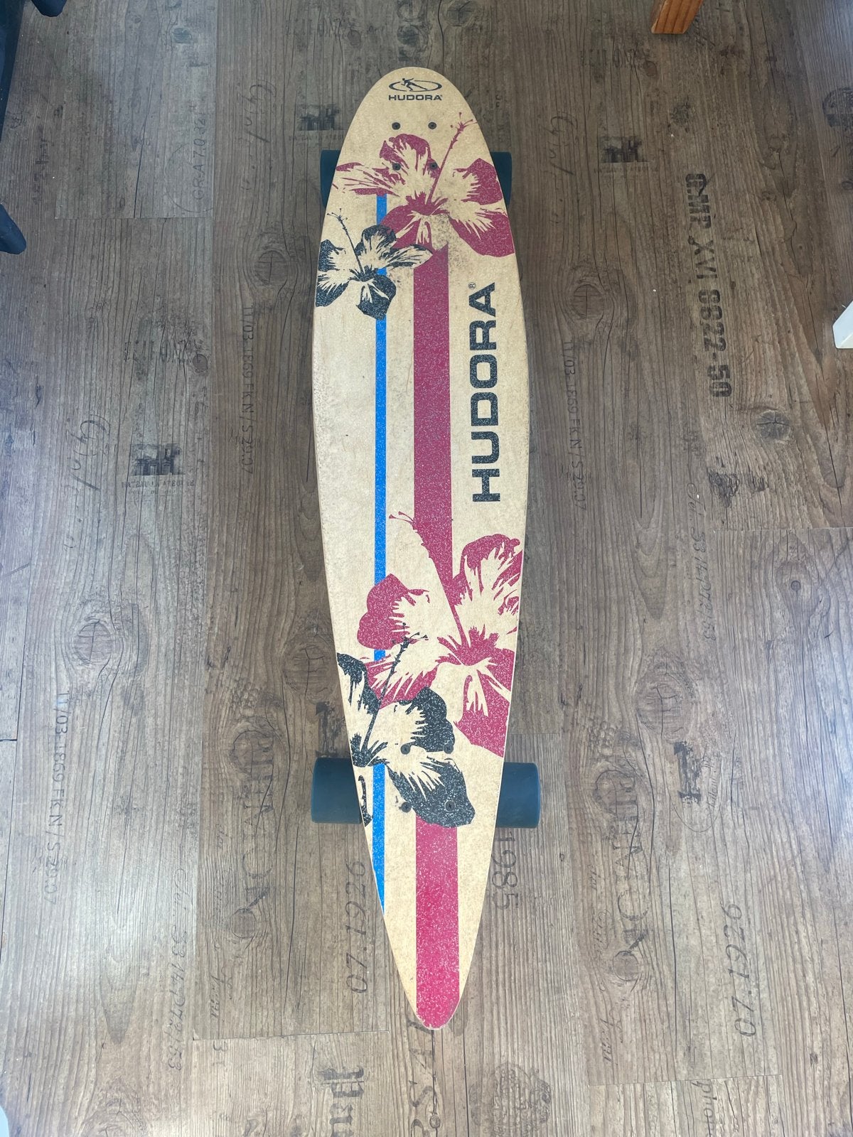 Hudora Longboard Skateboard Beige Meerkleurig, Ophalen of Verzenden, Gebruikt, Skateboard, Longboard
