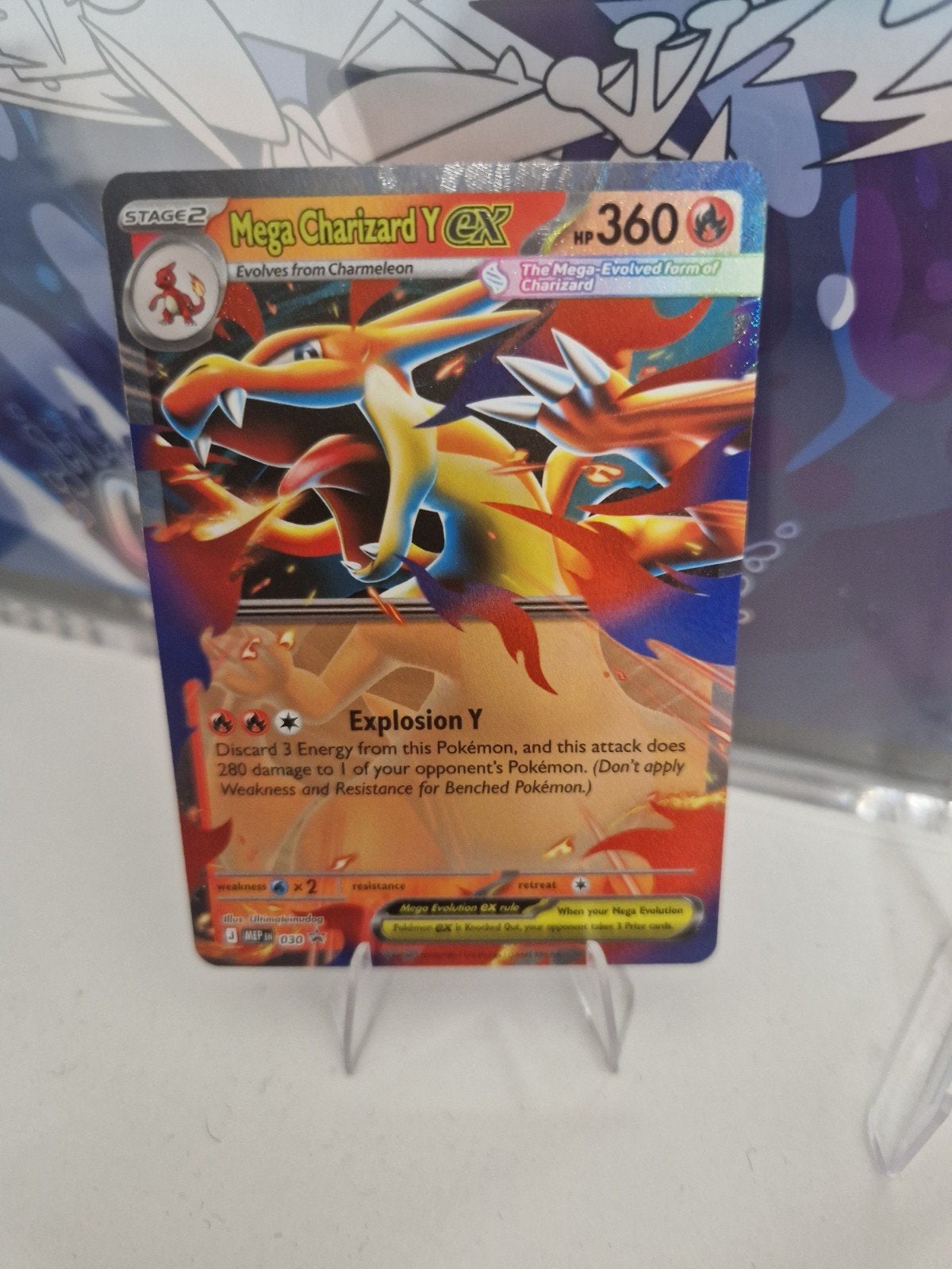 Mega Charizard Y EX 030 Promo, Ophalen of Verzenden, Zo goed als nieuw, Losse kaart, Foil