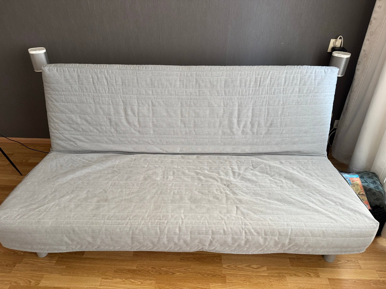 Ikea Beddinge slaapbank - grijs, tweepersoons, Ophalen, Gebruikt, Tweepersoons, 140 cm