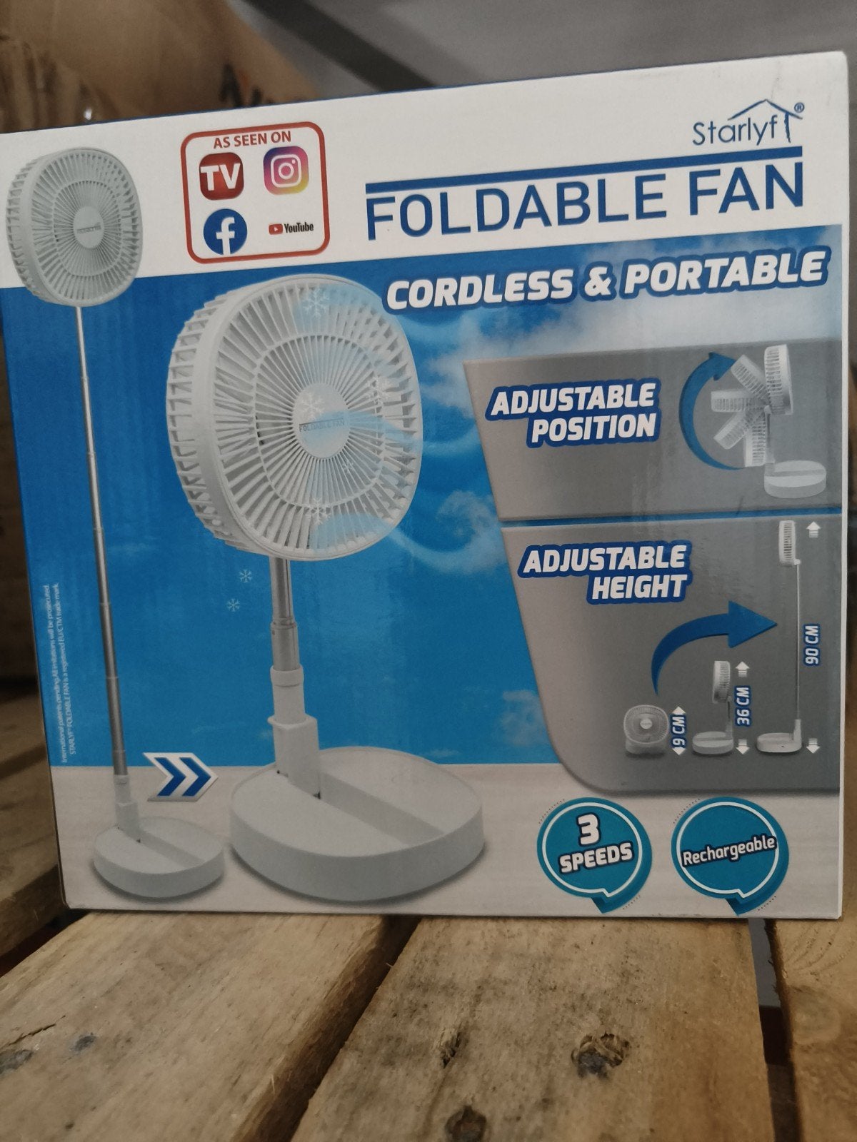 Starlyf opvouwbare ventilator - draadloos en draagbaar, Ophalen of Verzenden, Nieuw, Statiefventilator
