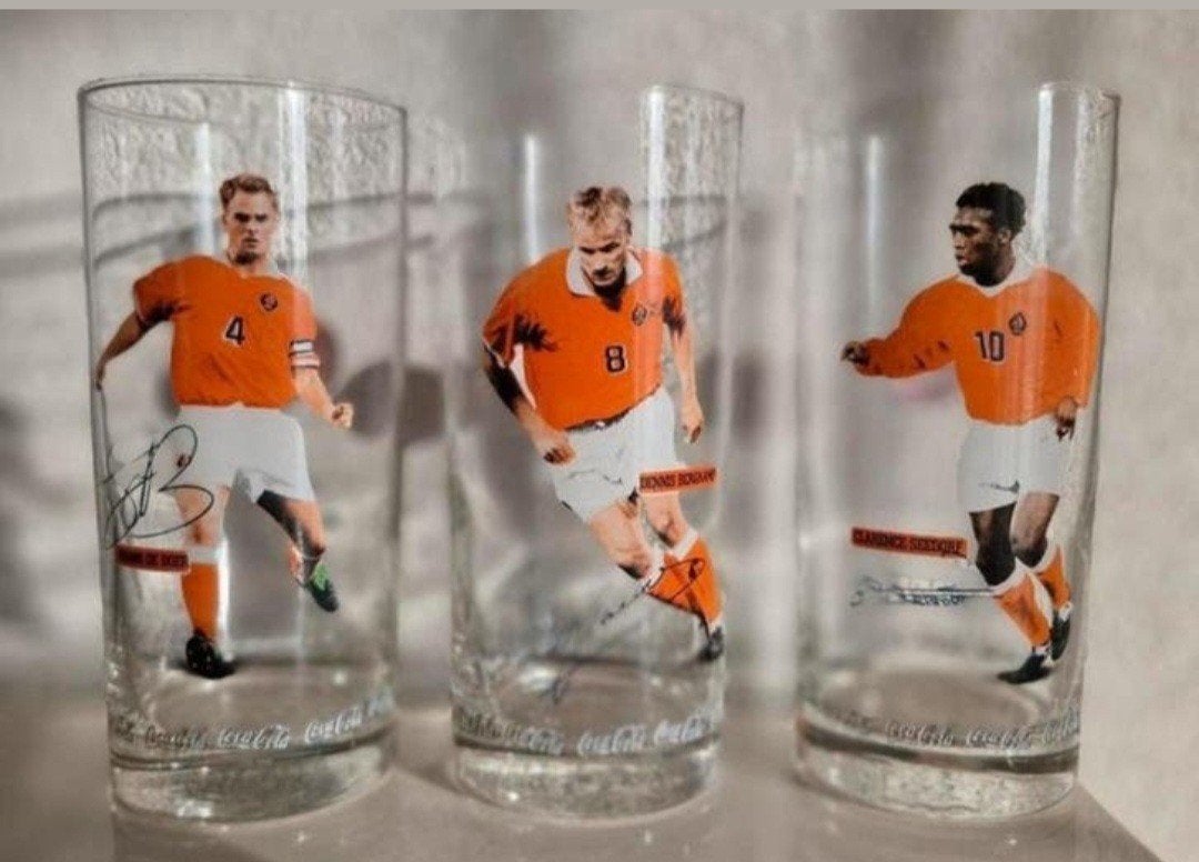 Drie Coca Cola glazen WK 98, Ophalen of Verzenden, Zo goed als nieuw, Frisdrankglas
