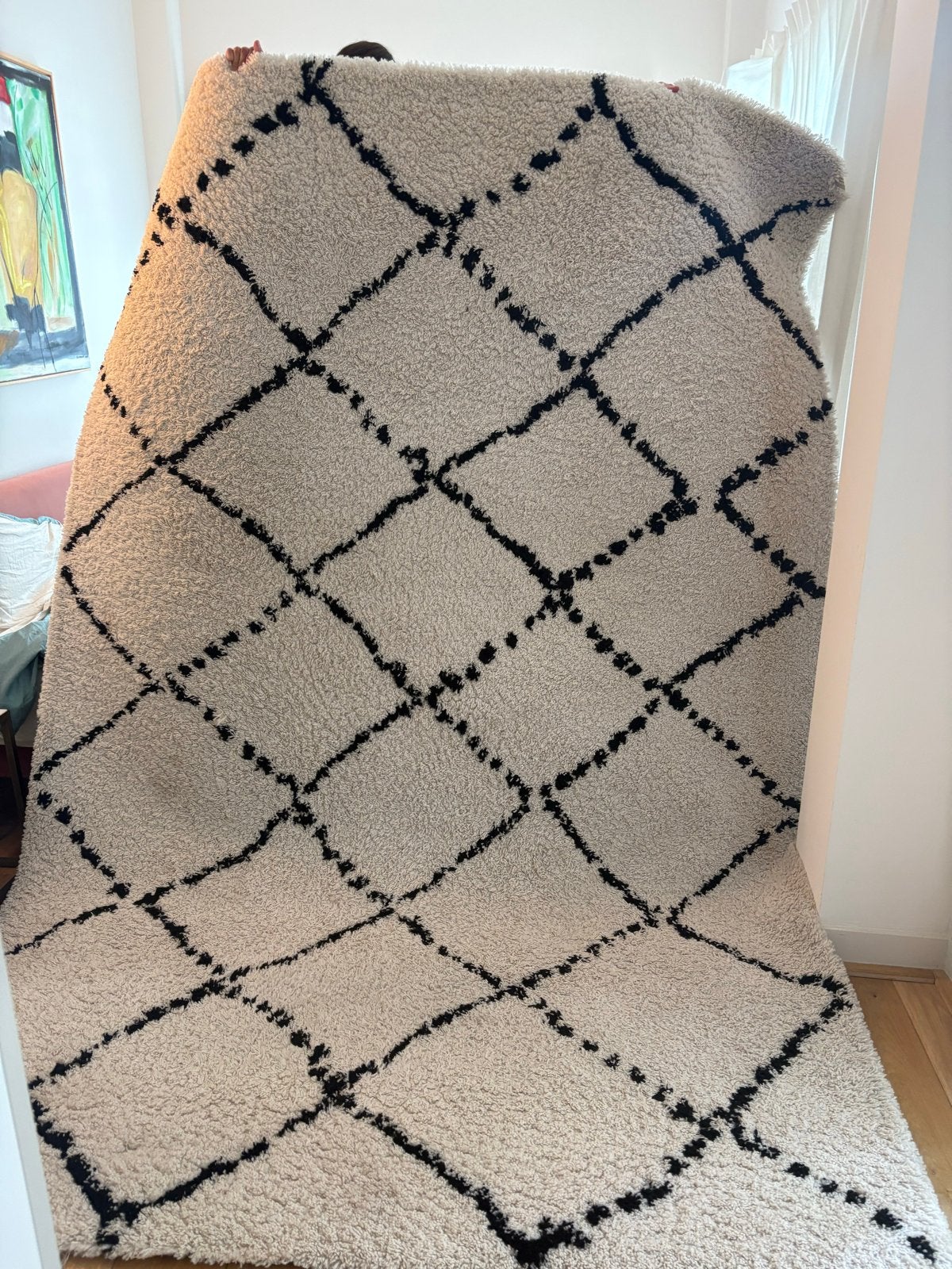 Zacht Berber vloerkleed met ruitpatroon, Huis en Inrichting, Stoffering | Tapijten en Kleden, Gebruikt, 150 tot 200 cm, 200 cm of meer