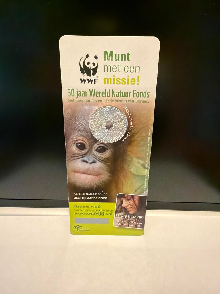 Munt met een missie: 50 jaar Wereld Natuur Fonds, Postzegels en Munten, Munten | Nederland, Ophalen of Verzenden, Koningin Beatrix