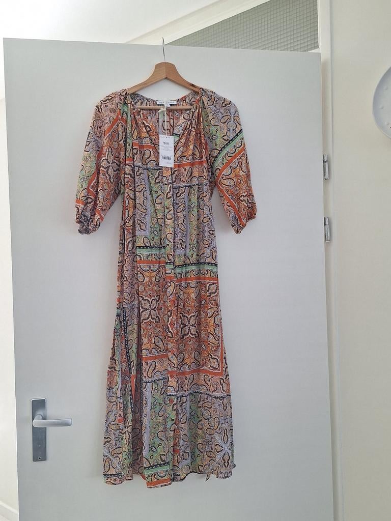 Next 100% katoenen midi jurk met paisley print maat 35 XS, Maat 38/40 (M), Verzenden, Nieuw, Oranje