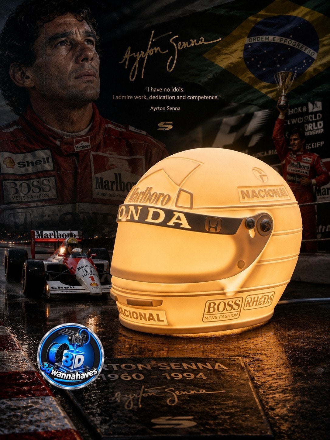 Ayrton Senna Helm Lamp - Zeer gaaf!, Verzamelen, Ophalen of Verzenden, Nieuw, Formule 1