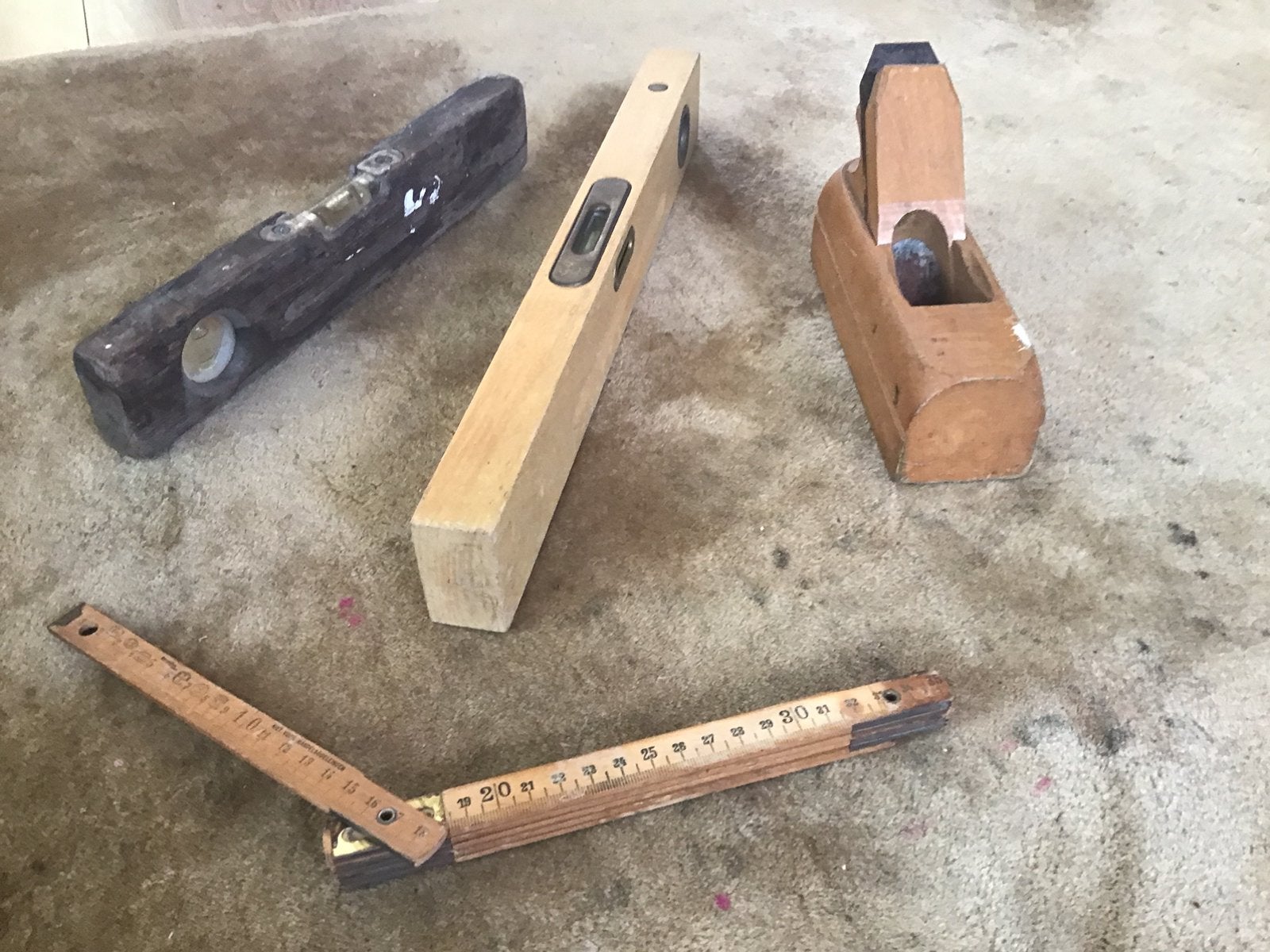 Vier antieke houten timmergereedschappen, Antiek en Kunst, Ophalen