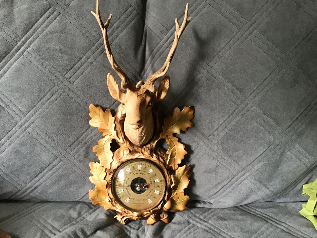 Vintage hertje,erref kuntsstof deposé hertje met barometer, Ophalen, Gebruikt