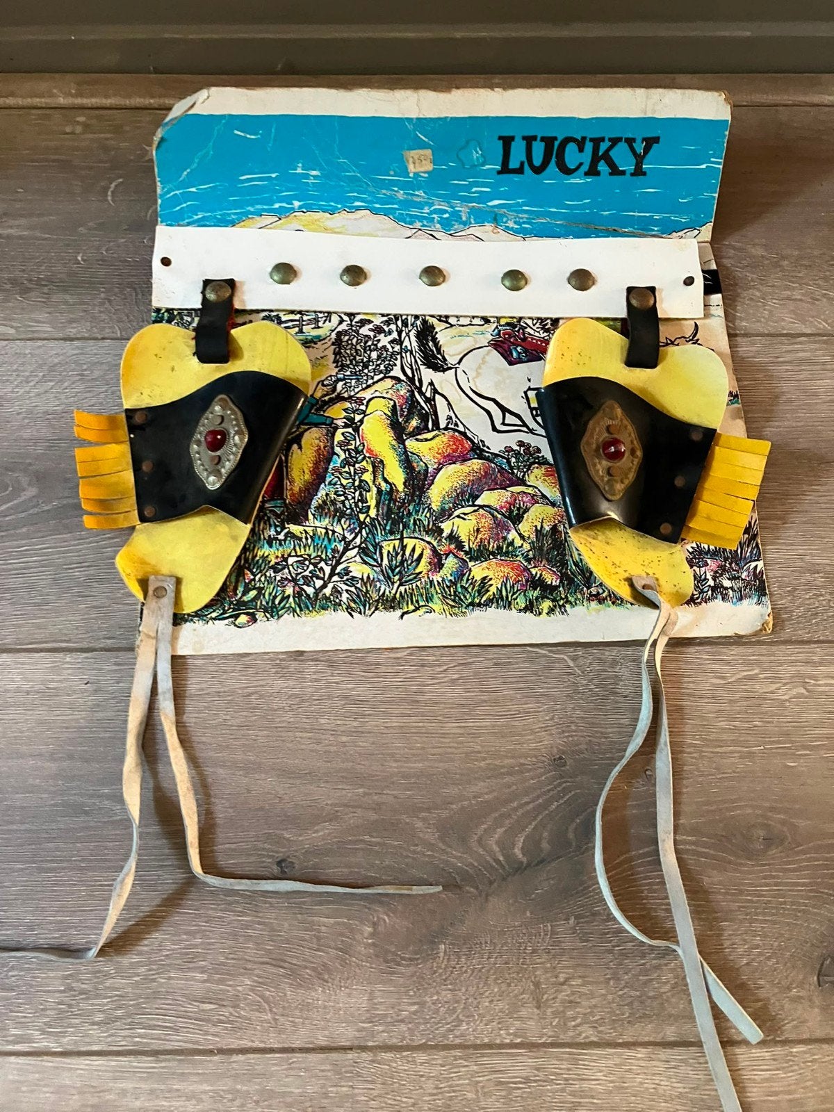 Zeldzame Vintage Lucky Cowboy Speelgoed Holster Set, Antiek en Kunst, Antiek | Speelgoed, Ophalen of Verzenden