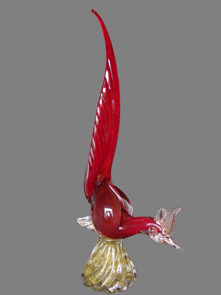 Murano vogel met goudflakes 45cm., Antiek en Kunst, Ophalen