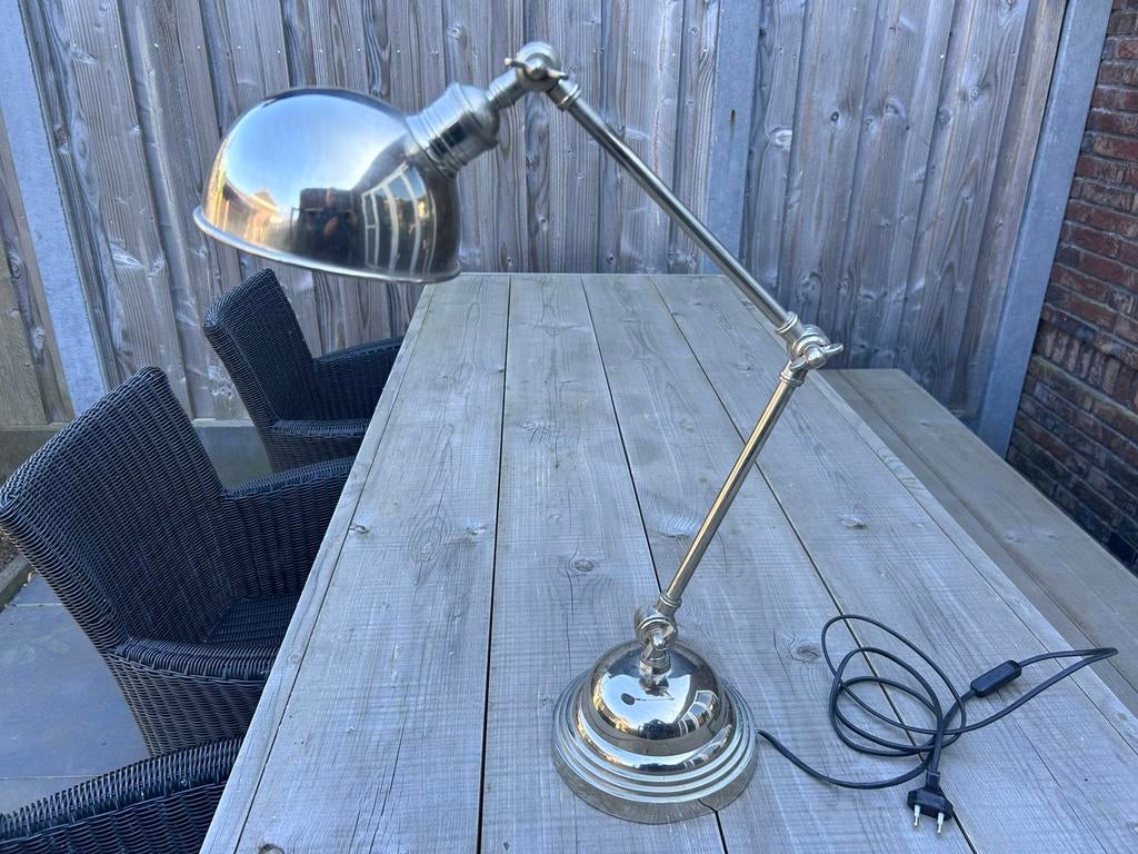 Eichholtz Soho Bureaulamp Tafellamp Nikkel Finish, Ophalen of Verzenden, Zo goed als nieuw, Metaal