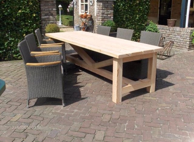 Tuintafel 6 tot12 personen douglas zwaarder dan steigerhout, Ophalen of Verzenden, Zo goed als nieuw, Rechthoekig, Hout