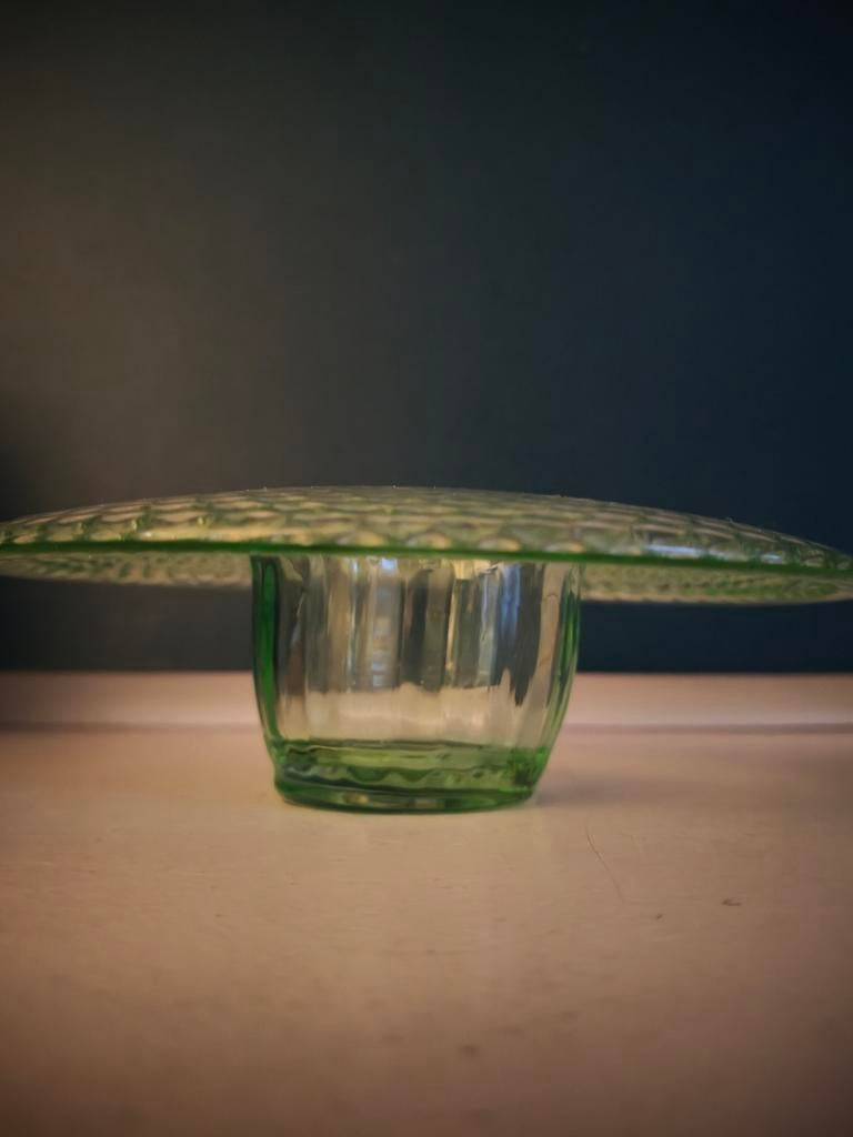 Jobling Posy bowl 1930' groen glas Art Deco schaaltje vaasje, Antiek en Kunst, Antiek | Glas en Kristal, Ophalen of Verzenden
