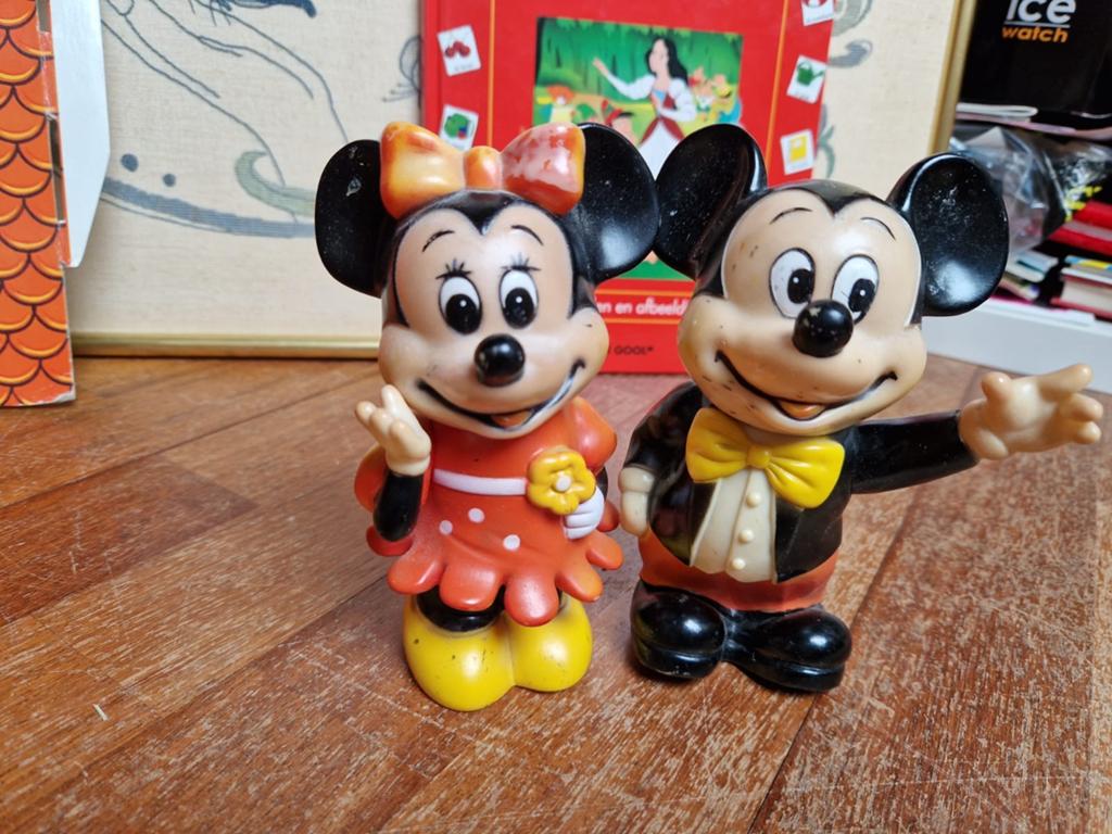Vintage Disney Mickey en Minnie Mouse spaarpotten, Ophalen of Verzenden, Mickey Mouse, Gebruikt, Beeldje of Figuurtje