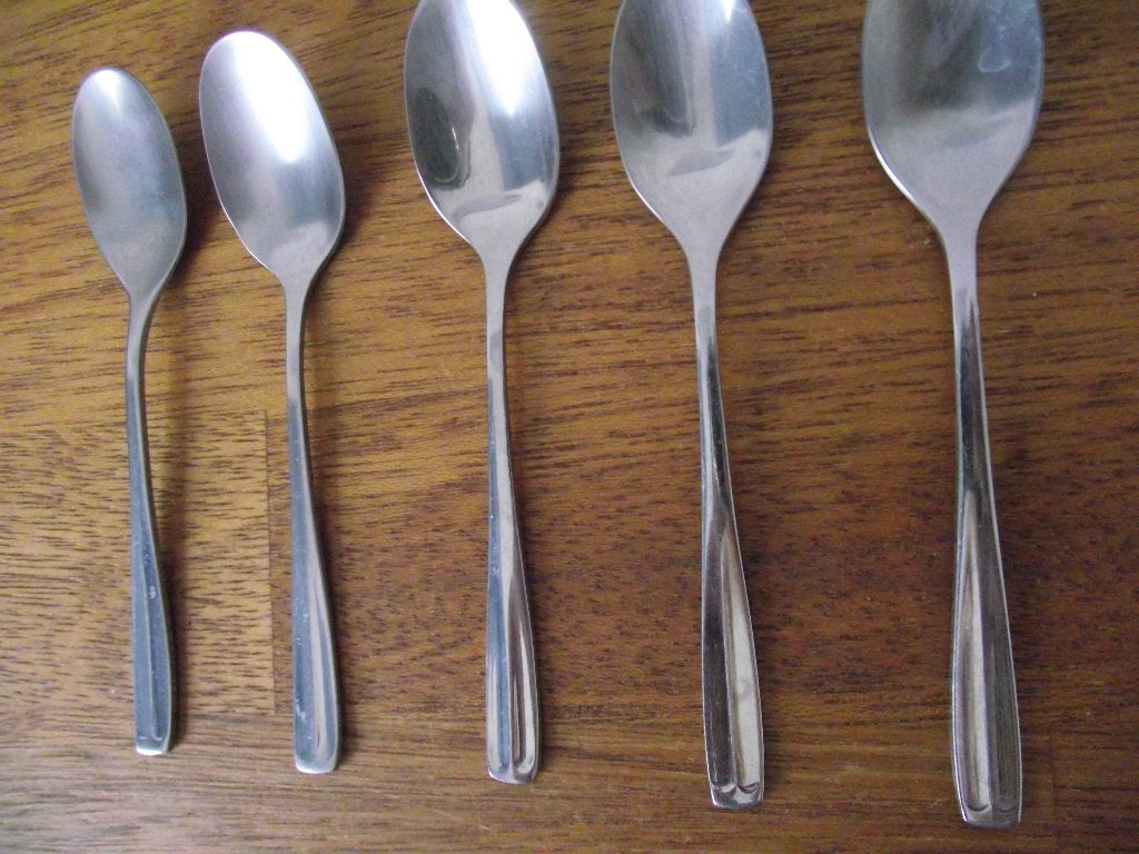 5 vintage RVS Gero zilduro 725 Mondetti lepeltjes 12 cm p st, Antiek en Kunst, Antiek | Bestek, Ophalen of Verzenden