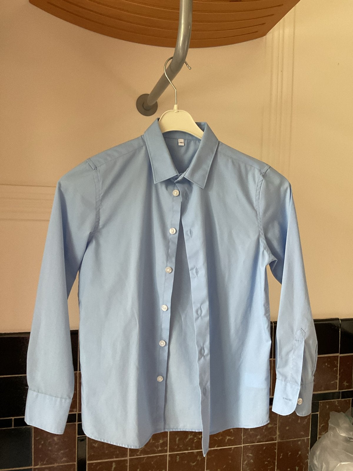 Lichtblauw overhemd lange mouwen - maat 140, Kinderen en Baby's, Ophalen of Verzenden, Jongen, Overhemd of Blouse