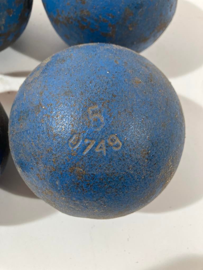 Set van 4 blauwe stootkogels, 5 kg, Ophalen, Gebruikt, B, B