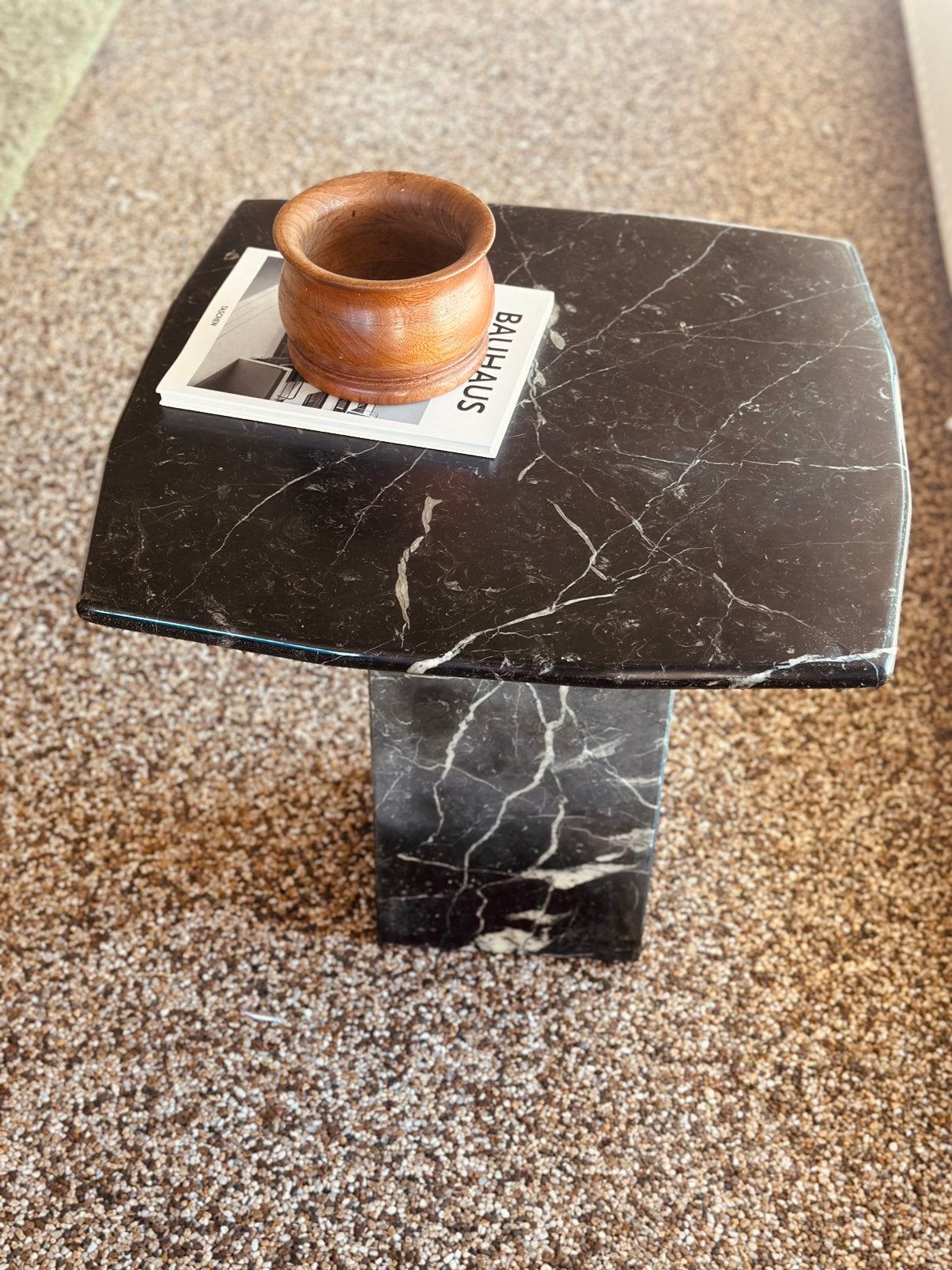 Bijzettafel Marmer Vintage Zwart Italiaans salontafel, Overige materialen, Minder dan 55 cm, Gebruikt, O